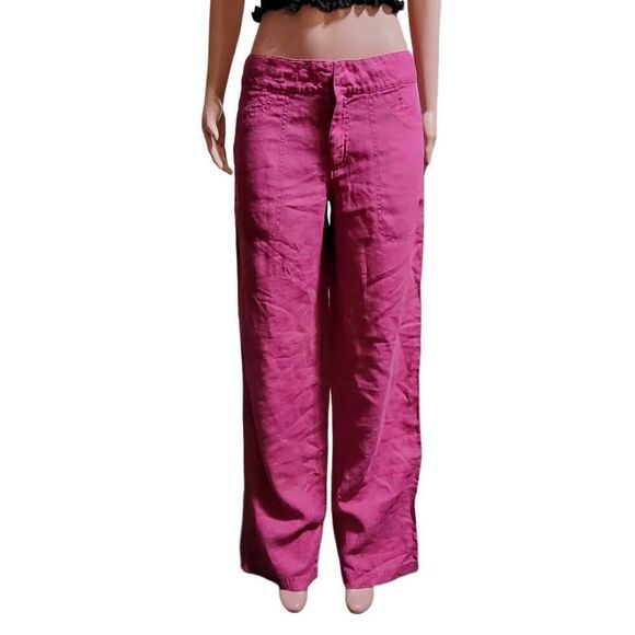 Pulp Linen mid rise fuchsia women trousers M - Picture 6 of 7